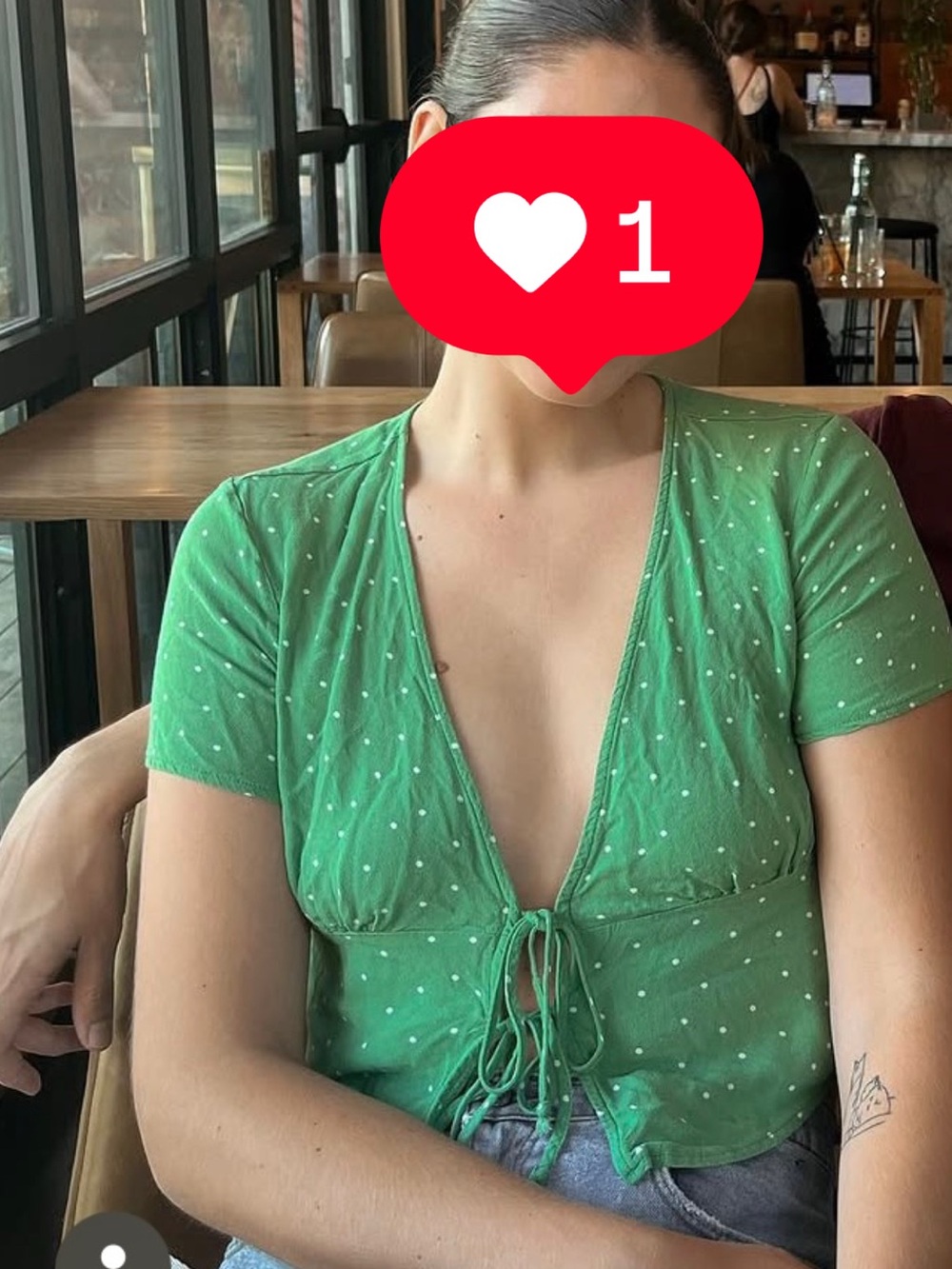 La Hearts Green Polka Dot Tie-Front Crop Top